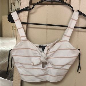 Forever 21 crop top. White and beige.
